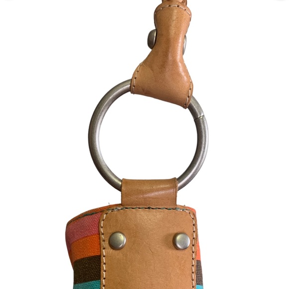 NWT Ceannis of Sweden natural leather and striped canvas bag - Picture 4 of 7